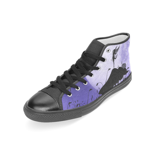 A beautiful fairy dancing on a mushroom silhouette Women's Classic High Top Canvas Shoes (Model 017)