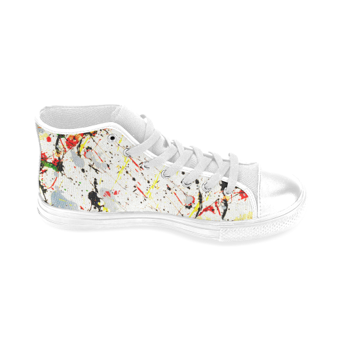 Yellow & Black Paint Splatter Men’s Classic High Top Canvas Shoes (Model 017)