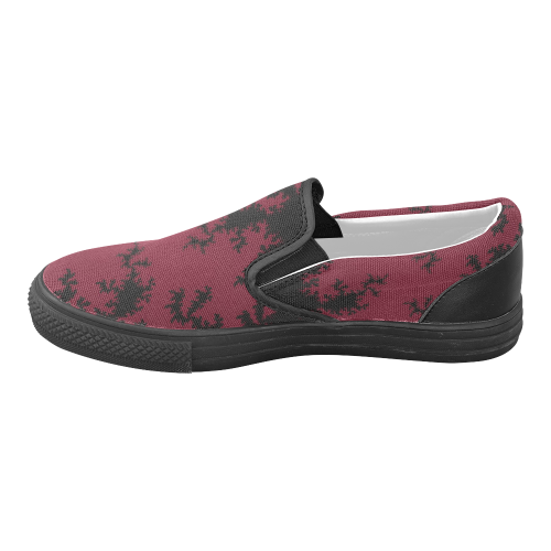 black and dark red fractal Men's Unusual Slip-on Canvas Shoes (Model 019)