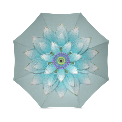Turquoise Lotus Foldable Umbrella (Model U01)