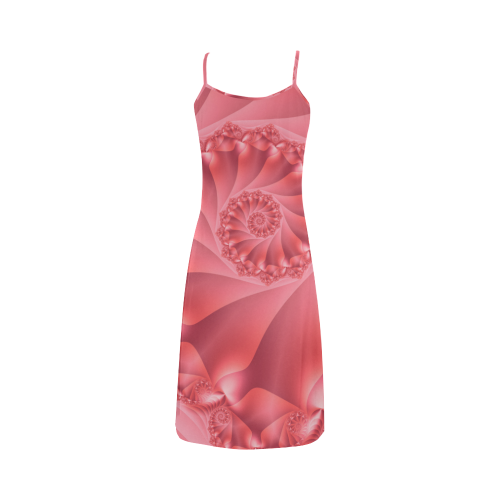 Red Spiral Fractal Alcestis Slip Dress (Model D05)