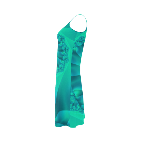 Turquoise Spiral Fractal Alcestis Slip Dress (Model D05)