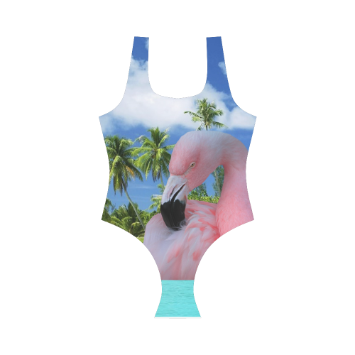 Flamingo and Beach Vest One Piece Swimsuit (Model S04)