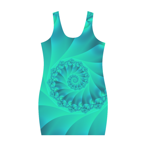 Turquoise Spiral Fractal Medea Vest Dress (Model D06)