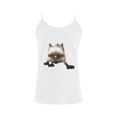 Funny cat Women's Spaghetti Top (USA Size) (Model T34)