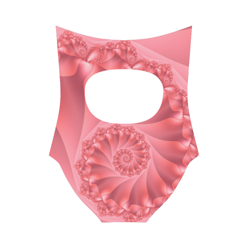 Red Spiral Fractal Strap Swimsuit ( Model S05)