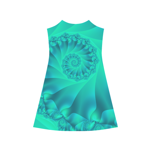 Turquoise Spiral Fractal Alcestis Slip Dress (Model D05)