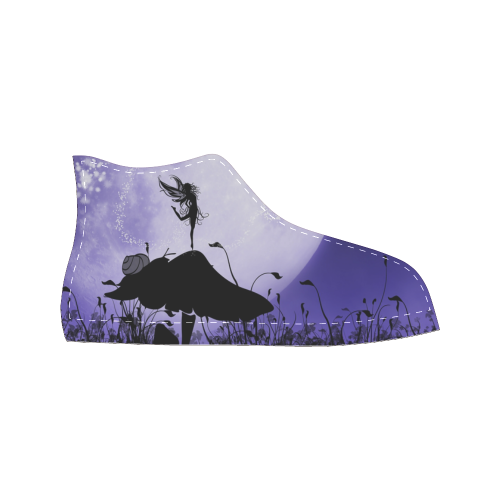 A beautiful fairy dancing on a mushroom silhouette Women's Classic High Top Canvas Shoes (Model 017)