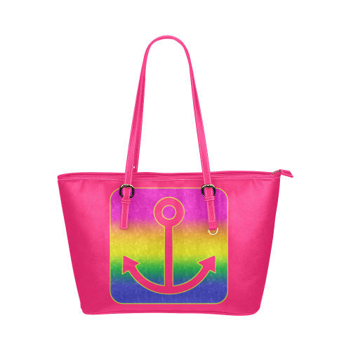 ANCHOR STAR PINKY Leather Tote Bag/Small (Model 1651)