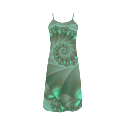 Green Spiral Fractal Alcestis Slip Dress (Model D05)