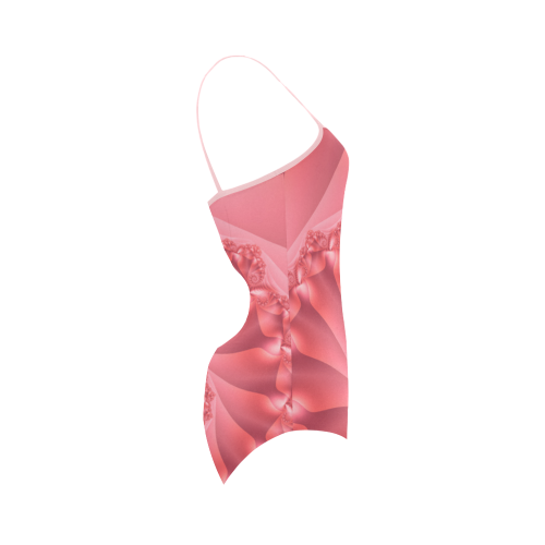 Red Spiral Fractal Strap Swimsuit ( Model S05)