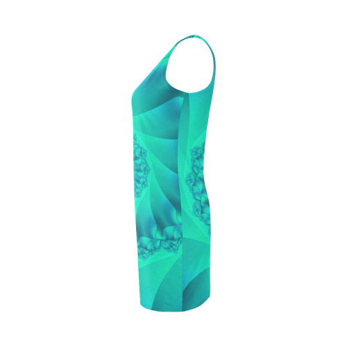 Turquoise Spiral Fractal Medea Vest Dress (Model D06)