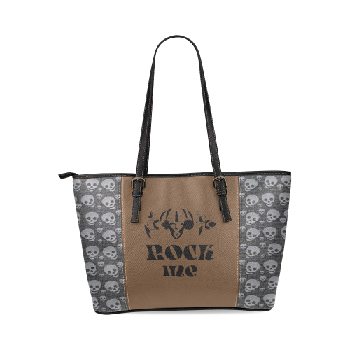 SKULL ROCK ME Leather Tote Bag/Small (Model 1640)