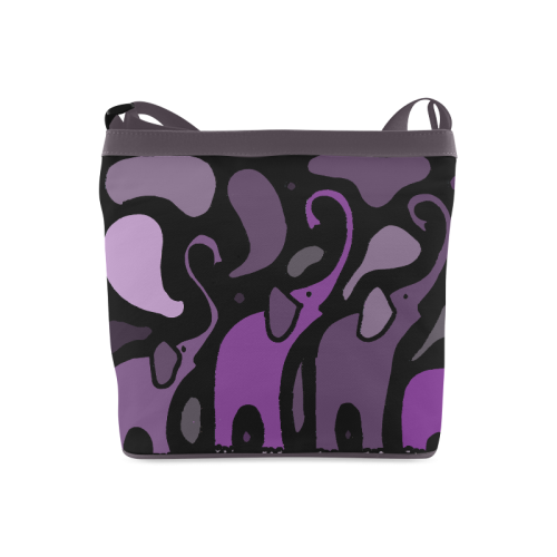 Funny Purple Elephants Abstract Art Crossbody Bags (Model 1613)