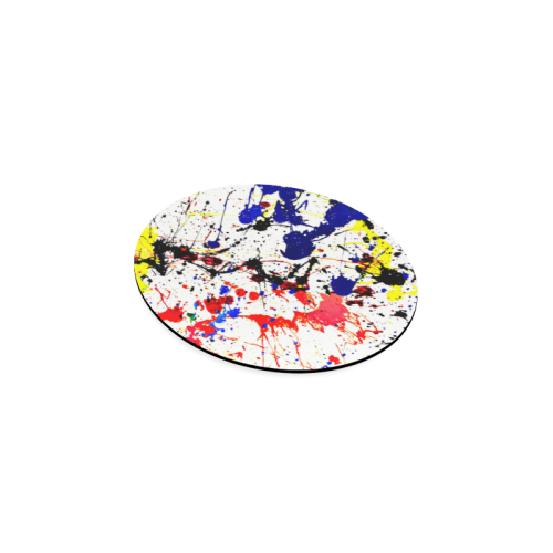 Blue & Red Paint Splatter Round Coaster