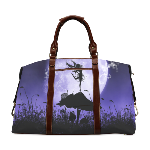 A beautiful fairy dancing on a mushroom silhouette Classic Travel Bag (Model 1643)