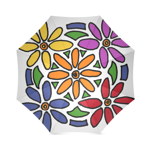 Cheerful Daisy Flowers Abstract Art Foldable Umbrella (Model U01)