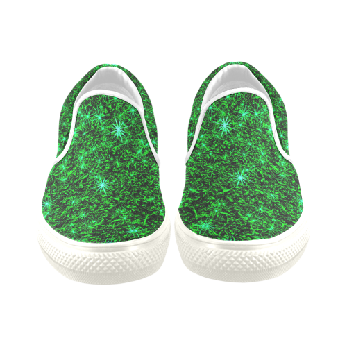 Sparkling Green - Jera Nour Women's Unusual Slip-on Canvas Shoes (Model 019)