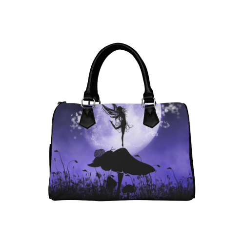 A beautiful fairy dancing on a mushroom silhouette Boston Handbag (Model 1621)