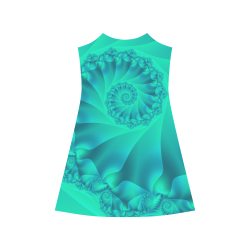 Turquoise Spiral Fractal Alcestis Slip Dress (Model D05)