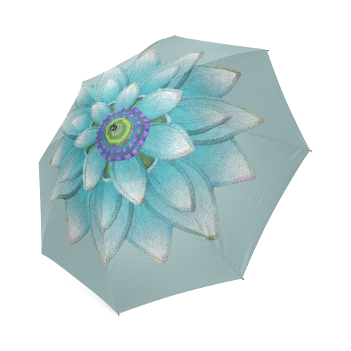 Turquoise Lotus Foldable Umbrella (Model U01)