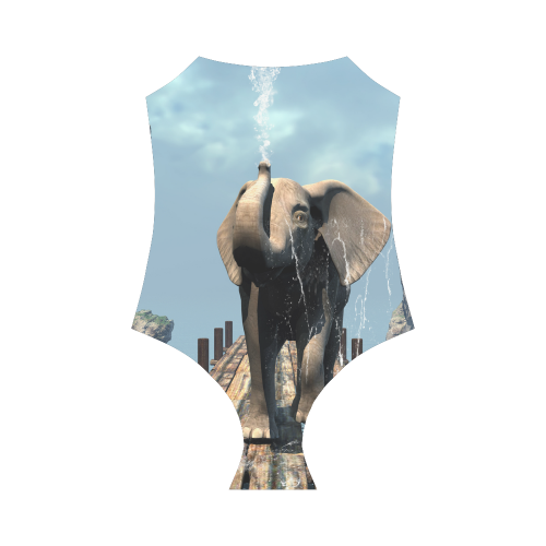 Elephant on a jetty Strap Swimsuit ( Model S05)