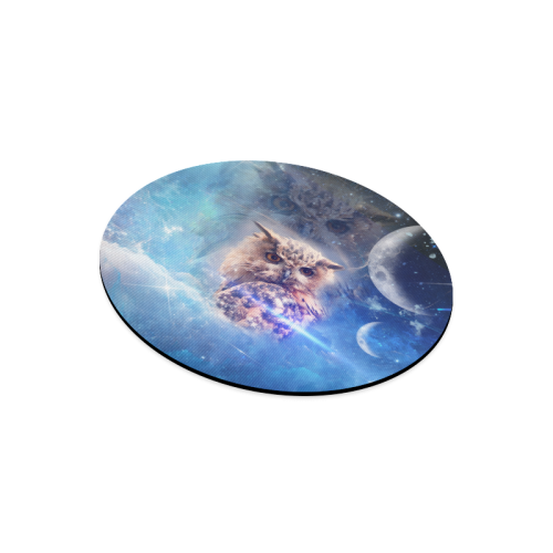 Owl in the universe Round Mousepad