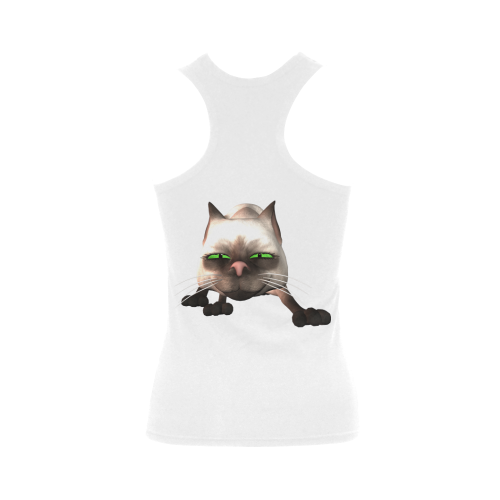 Funny cat Women's Shoulder-Free Tank Top (Model T35)