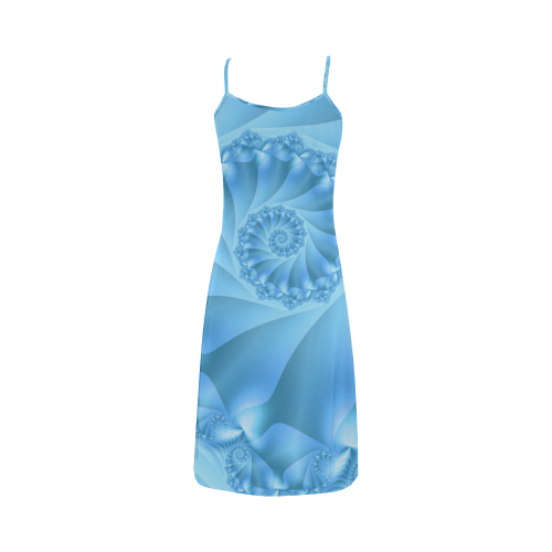 Blue Spiral Fractal Alcestis Slip Dress (Model D05)