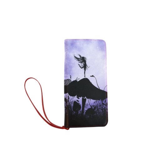 A beautiful fairy dancing on a mushroom silhouette Women's Clutch Wallet (Model 1637)