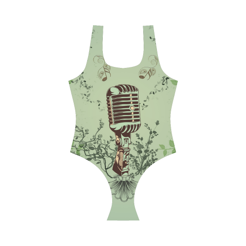 Music, microphone Vest One Piece Swimsuit (Model S04)