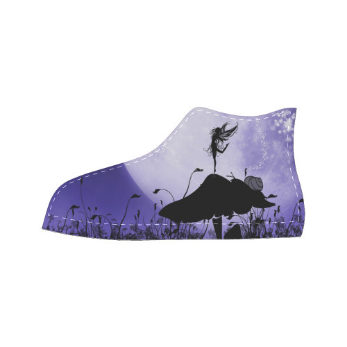 A beautiful fairy dancing on a mushroom silhouette Women's Classic High Top Canvas Shoes (Model 017)