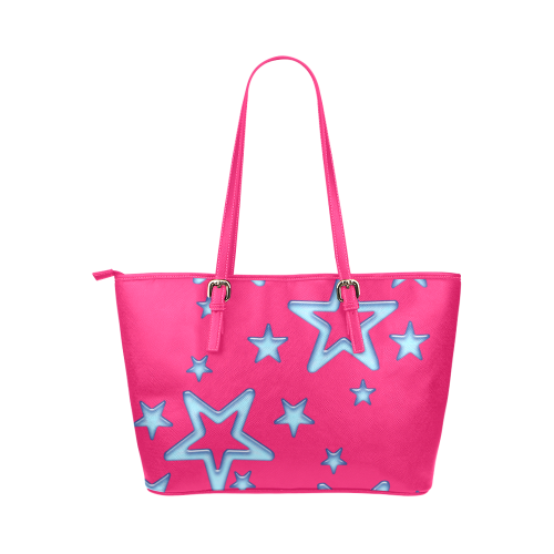 ANCHOR STAR PINKY Leather Tote Bag/Small (Model 1651)