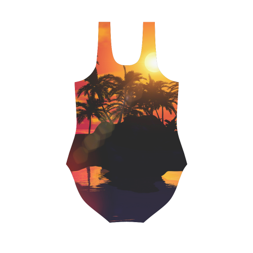 Beautiful sunset Vest One Piece Swimsuit (Model S04)