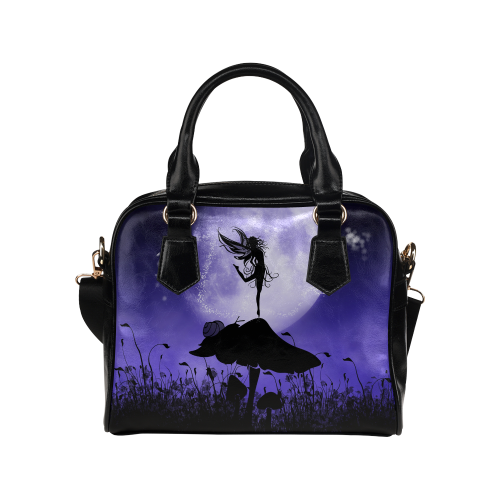 A beautiful fairy dancing on a mushroom silhouette Shoulder Handbag (Model 1634)