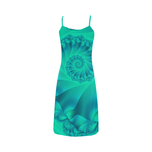 Turquoise Spiral Fractal Alcestis Slip Dress (Model D05)