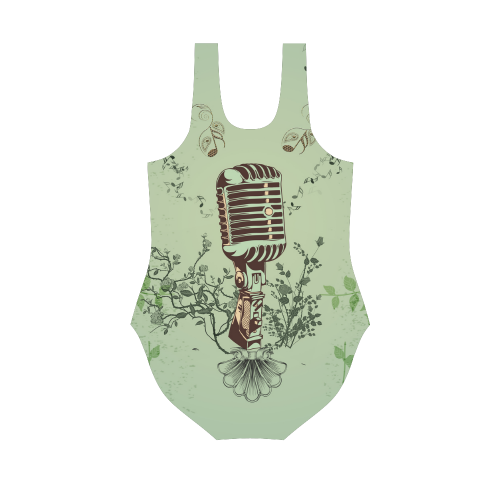 Music, microphone Vest One Piece Swimsuit (Model S04)