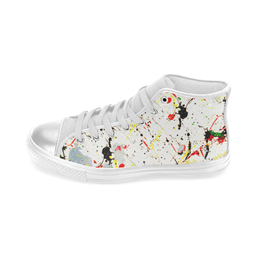 Yellow & Black Paint Splatter Women's Classic High Top Canvas Shoes (Model 017)