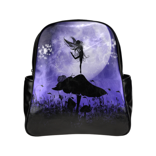 A beautiful fairy dancing on a mushroom silhouette Multi-Pockets Backpack (Model 1636)