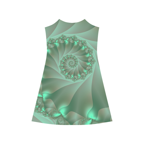 Green Spiral Fractal Alcestis Slip Dress (Model D05)
