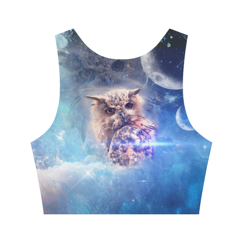 Owl in the universe Women's Crop Top (Model T42)