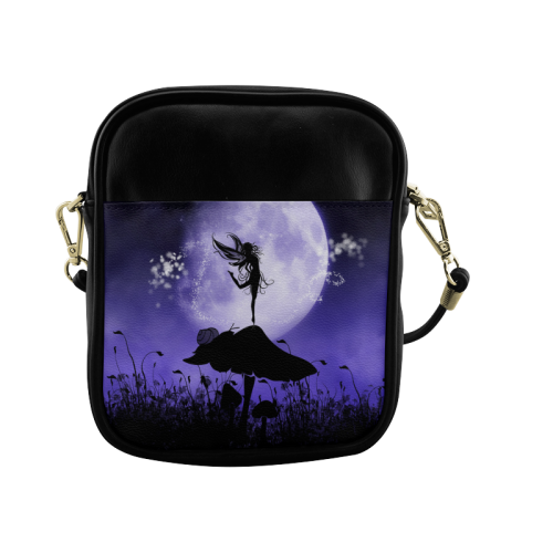 A beautiful fairy dancing on a mushroom silhouette Sling Bag (Model 1627)