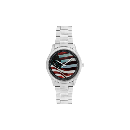 A abstract waving usa flag Men's Stainless Steel Watch(Model 104)