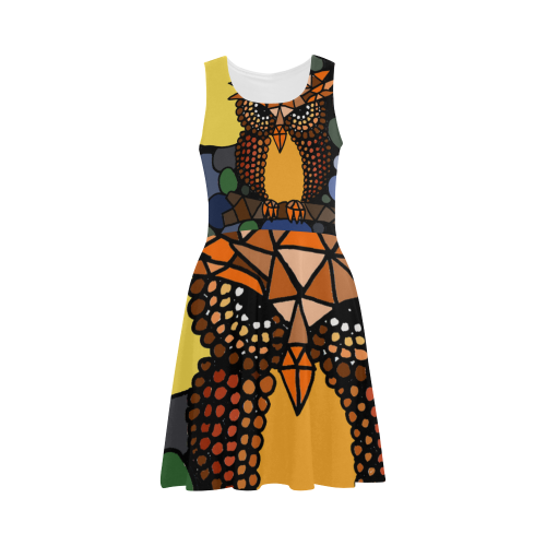 Owl and Moon Abstract Art Atalanta Sundress (Model D04)