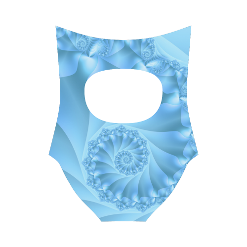 Blue Spiral Fractal Strap Swimsuit ( Model S05)