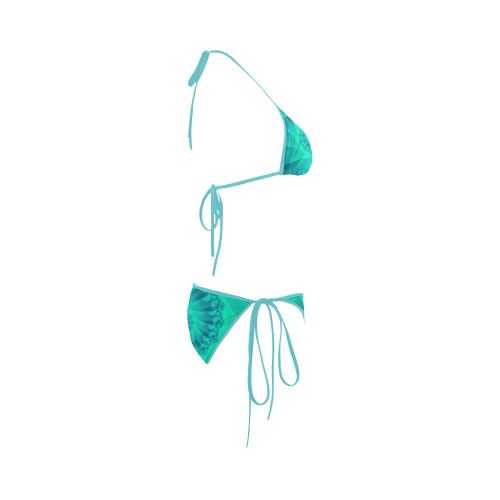 Turquoise Spiral Fractal Custom Bikini Swimsuit