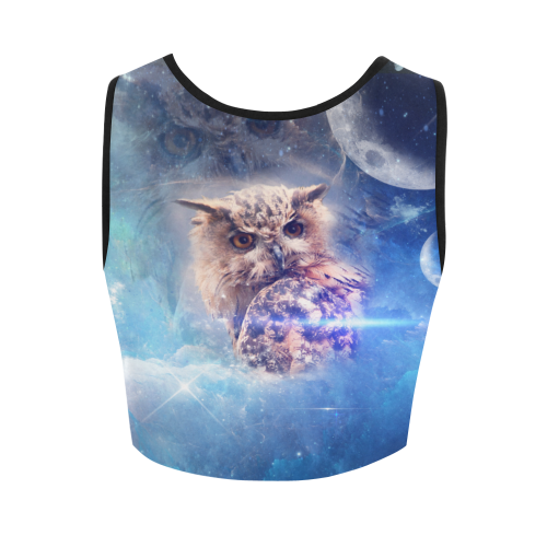 Owl in the universe Women's Crop Top (Model T42)