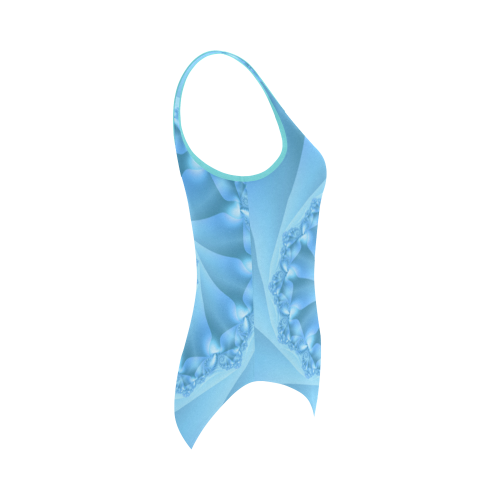 Blue Spiral Fractal Vest One Piece Swimsuit (Model S04)