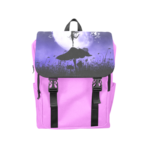 A beautiful fairy dancing on a mushroom silhouette Casual Shoulders Backpack (Model 1623)