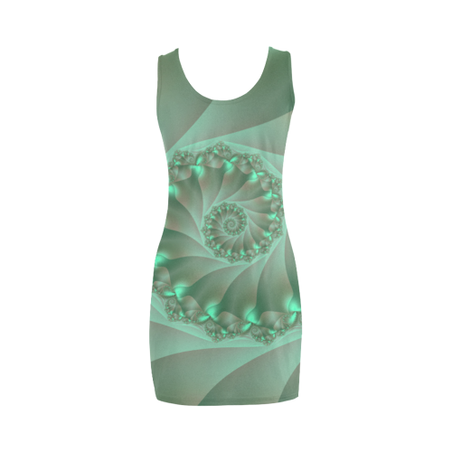 Green Spiral Fractal Medea Vest Dress (Model D06)